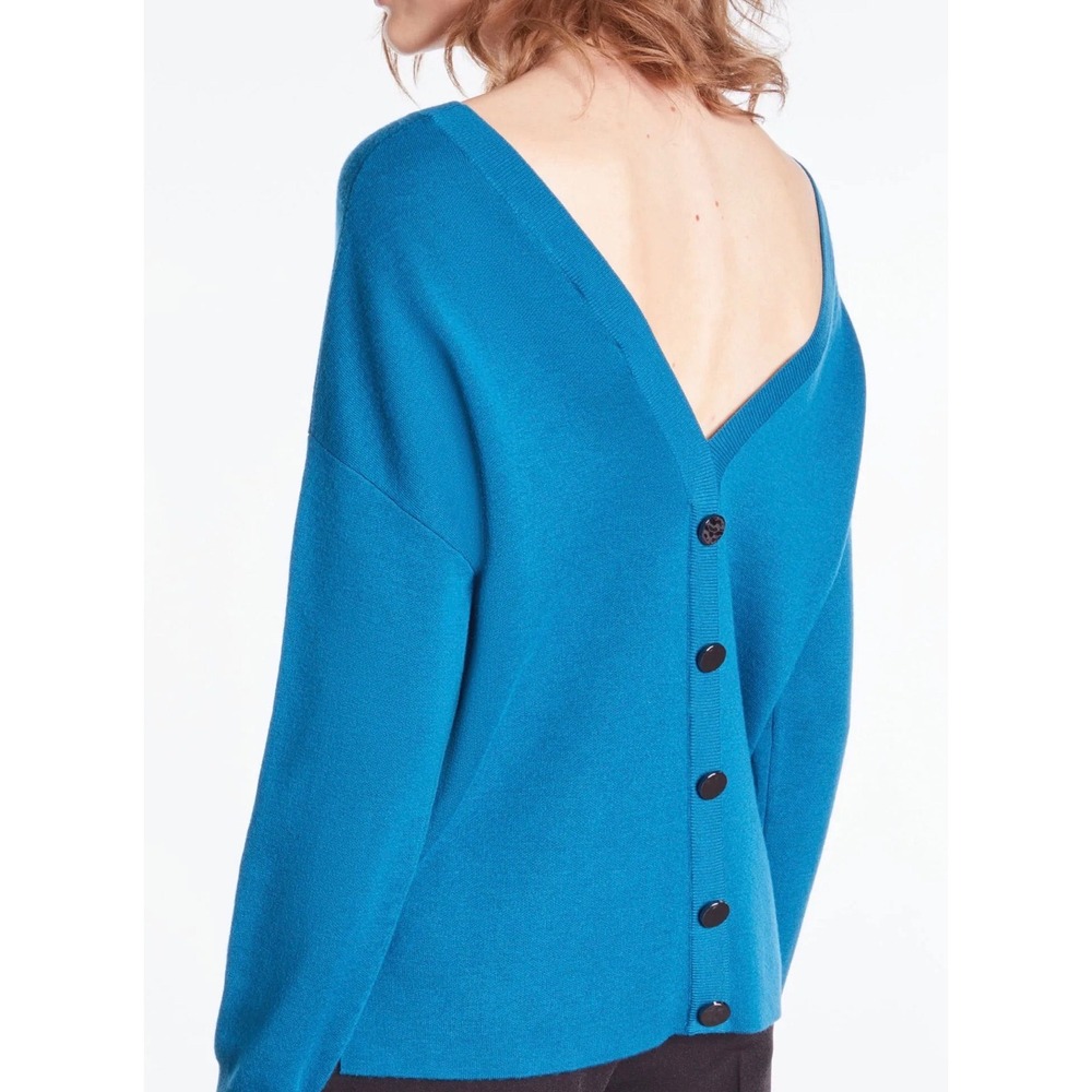 The Kooples Teal Wool Blend Sweater EU 2‎ Oversized Button Detail Soft Knit